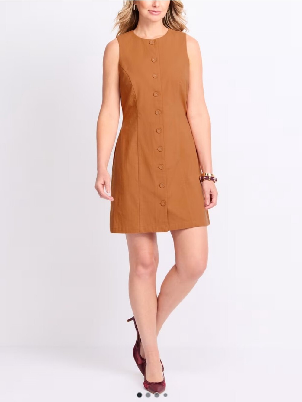 Montgomery Post Sleeveless Button-Front Mini Dress- M